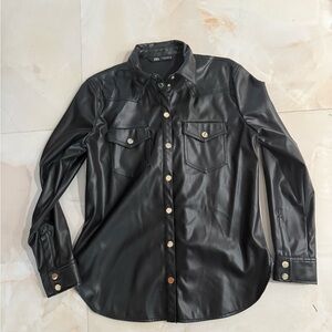 Zara leather shirt jacket